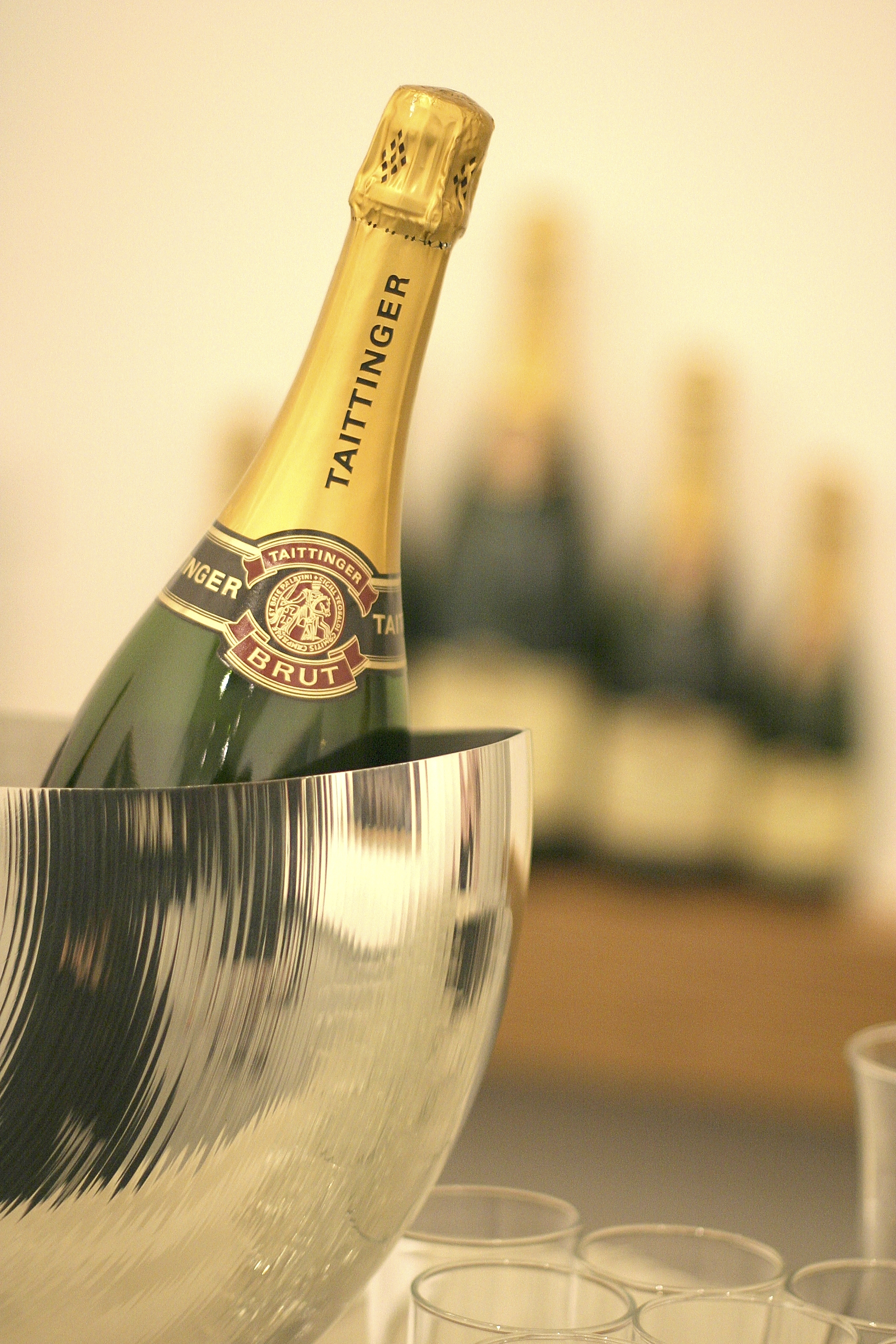 Taittinger brut reserve in cooling bowl.JPG